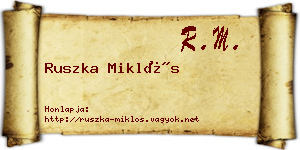 Ruszka Miklós névjegykártya